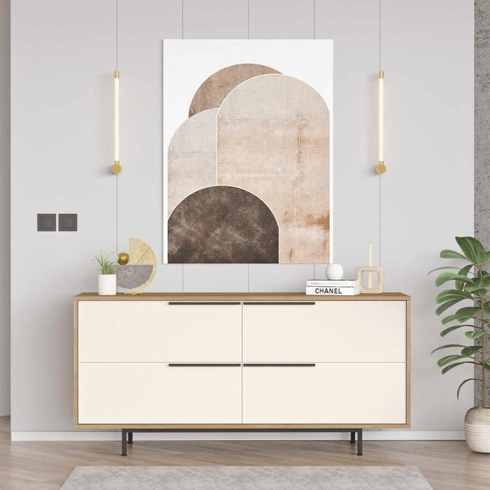 Hanah Home Consola Boh3-Sw Natural y Blanco